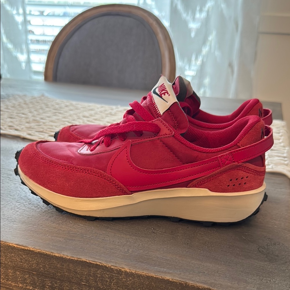 Nike Red Retro-Inspired Sneakers with Suede and Mesh